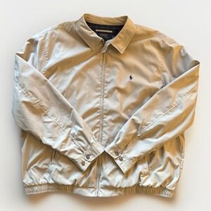 Polo Ralph Lauren 2XLT Big Tall Beige Full Zip Jacket Lightweight Pony Logo